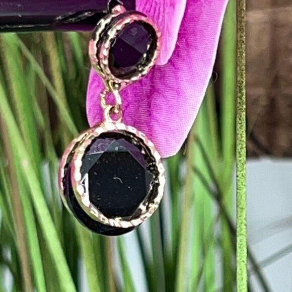 Baubles Black Gold Austrian Crystal Dangle Earrings $16 ea or bundle 3/$25 - Picture 1 of 6